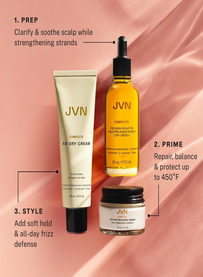 JVN Trusted Trio Travel Essentials Hair Products, Pack of 3, Includes Air Dry Cream, Instant Recovery Serum, and Pre-Wash Scalp Oil, Hair Care for Women and Men, Silicone Free - Image 3